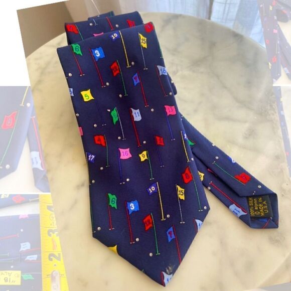 “Golf Tee Time” Alynn Neckwear silk tie - Picture 3 of 7